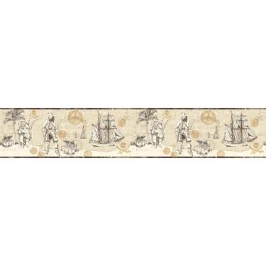 Imagem de York Wallcoverings ZB3100BSMP Boys Will Be Boys II Mapa Pirata 20,3 cm x 25,4 cm Papel de Parede Amostra de Lembranças Bege/Castanho-Acinzentado/Pomba, Cinza/Dourado