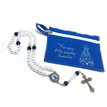 Imagem de Terço Nossa Senhora Aparecida Branco Na Bolsinha Com Zíper