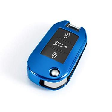 Imagem de SELIYA Capa de chave de filtro de carro de TPU para Citroen C4 CACTUS C5 C3 C4L Peugeot 508 301 2008 3008 408 Acessórios de carro, C, azul