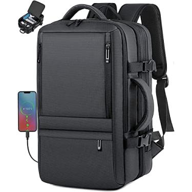 Imagem de Mochila de viagem, mochila expansível de 40 litros, aprovada para voo para homens e mulheres, mochila para laptop de 17 polegadas com porta de carregamento USB, mala extra grande,