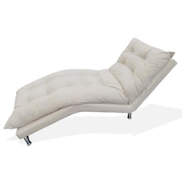 Imagem de Espreguiçadeira Chaise Decorativa Estofada Sala de Estar Diva Suede Bege - LM DECOR