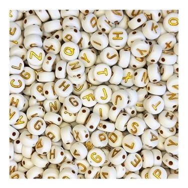 Imagem de 1000 Miçangas Letras do Alfabeto Dourada Pulseiras e Colares Bijuteria