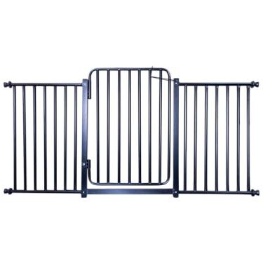 Imagem de Grade de Proteção Com Extensor Segurança Reforçada Parafusável Bebês Animais Pets Portão Aço Reforçado Com Vãos De 134/1 (Preta)