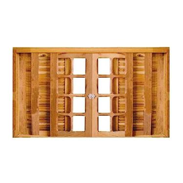 Imagem de Janela de Madeira Veneziana Padrão Imbuia 100x140cm 6 Folhas Rodam Natural