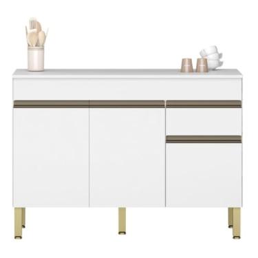 Imagem de Balcão Gabinete de Pia 120 cm 3 Portas Com Tampo Kits Paraná Cor:branco Supremo