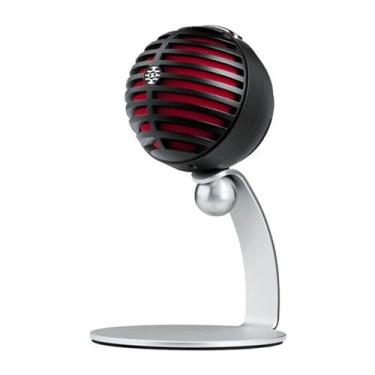 Imagem de Shure Microfone condensador digital MV5 com cabos USB e Lightning – Preto com espuma vermelha