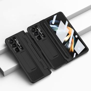 Imagem de Com S Pen Fold 4 Capa de couro revestida para Samsung Galaxy Z Fold 3 2 5 360 Protetor de tela cheia Capa de telefone com suporte magnético, 17, para Samsung Z Fold 2