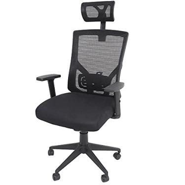 Imagem de Cadeira De Escritório Presidente Ergonômica Tela Mesh Respirável Com Apoio De Cabeça Ajuste de Lombar e Altura Monaco Preta