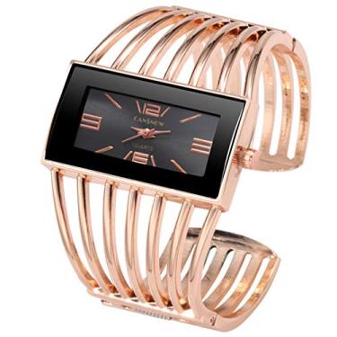 Imagem de Relógio feminino com mostrador de moda de luxo pulseira de liga de quartzo relógio feminino de fácil leitura, E, One Size