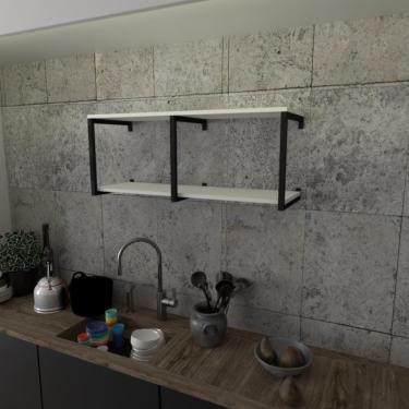 Imagem de Prateleira Industrial Suspensa Estante Parede Nicho Branco Cozinha Escritorio Sala Quarto Infantil