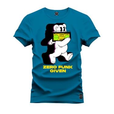 Imagem de Camiseta Plus Size Premium Confortável Estampada Zero Funk Azul G4