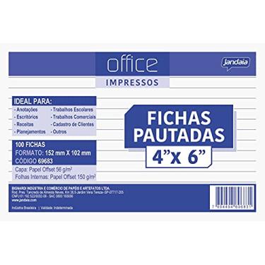 Imagem de Ficha Pautada 4x6 152x102 mm 100 Folhas, jandaia, 69683-77
