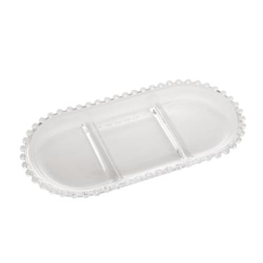 Imagem de WOLFF - Petisqueira de Cristal com 3 Divisões Oval 30cm x 15cm x 2cm - Linha Pearl
