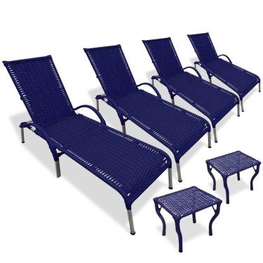 Imagem de Kit 4 Cadeiras/Espreguiçadeiras Julia + 2  Mesa P/ Piscina