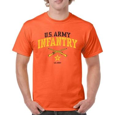 Imagem de Camiseta US Army Infantry Military Pride Veteran DD 214 Patriotic Armed Forces Soldier Gear Licenciada Masculina, Laranja, 4G
