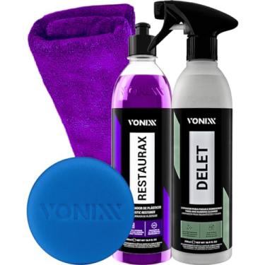 Imagem de Kit Limpador de Plasticos Borracha Pneu Delet Espuma Limpadora + Revitalizador Renovador Restaurador Restaurax