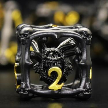 Imagem de Beholder Dice Set DND, Dragon Eye Dice, ZHOORQI 7PC/Set Polyhedral Dices for Dungeons and Dragons, RPG, Eye Monster D&D Gifts（Eye-Black Gold）