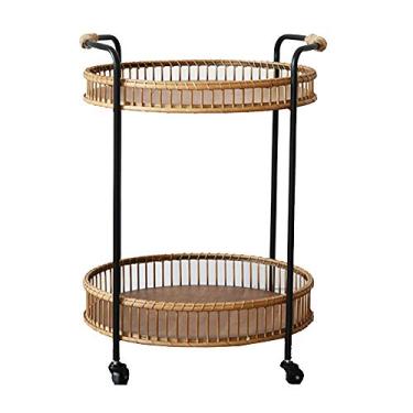 Imagem de Mesa de centro redonda de 3 níveis com cesta de armazenamento, mesa de sofá moderna e elegante mesa de centro para sala de estar, quarto, escritório, escritório