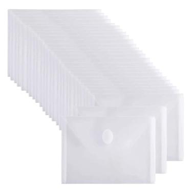 Imagem de 13,5 x 19,5 cm envelopes de poliéster pequenos cupons de recibo de plástico pasta índice capa gancho e laço 30 peças