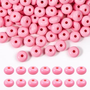 Imagem de Niziky 500 peças de contas de lentilha acrílicas de 8 mm, contas de abaco rosa para artesanato, contas espaçadoras de acrílico para fabricação de joias, pulseira, colar, contas para canetas,