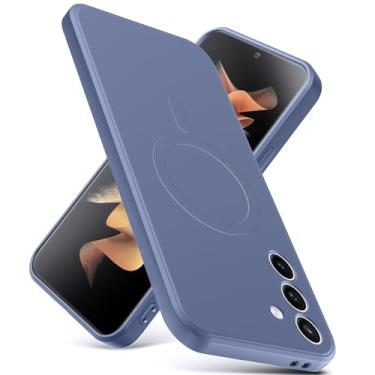 Imagem de YSLBWLE Capa magnética para Galaxy S23 FE 5G, capa fina de silicone líquido, à prova de choque, capa de telefone fina para Galaxy S23 FE 5G, capa protetora de câmera de corpo inteiro - cinza escuro