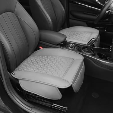 Imagem de Elantrip Capa de assento de carro cinza 2 peças, inclui protetor de assento frontal de carro, capas internas premium com bolsos de armazenamento, capas de assento acolchoadas para carros, caminhões,