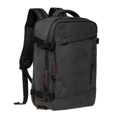 Imagem de KAUKKO Mochila de viagem de lona aprovada para voos com bolsa de sapatos e laptop de 15,6 polegadas 40 L, mochila casual para o dia, 10 preto, Mochilas de viagem