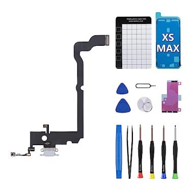 Imagem de CYKJGS Para iPhone Xs Max porta de carregamento de substituição branco OEM fone de ouvido conector de base de carregamento USB microfone cabo flexível Antanna com kit de ferramentas de reparo A1921