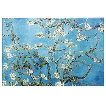 Imagem de Menesia, Tábua de corte de vidro temperado para cozinha, mini tábua de corte de mármore branco, tábuas de corte resistentes ao calor, tábua de cortar pode ser lavada na lava-louças (pequena 20 x 30 cm)