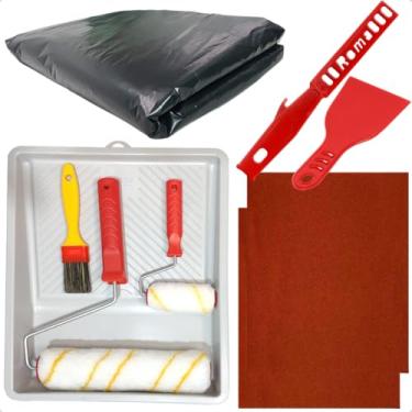 Imagem de kit rolo de pintura parede profissional completo para parede sem respingo