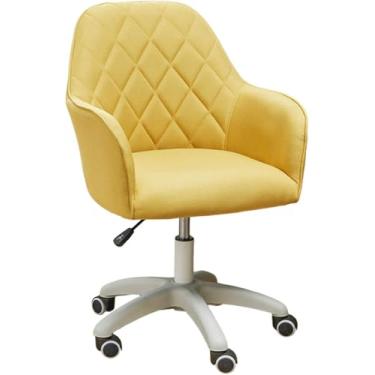 Imagem de Cadeira de mesa cadeira de escritório executiva cadeira de escritório em casa, tecido de algodão e linho, cadeira de escritório giratória moderna ajustável para quarto, amarelo