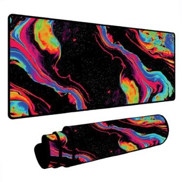Imagem de Novo Mouse Pad Gamer Deskpad Speed Extra Grande Borda Costurada Profissional Varios Tamanhos - Liquid Neon Negativo (80X40)