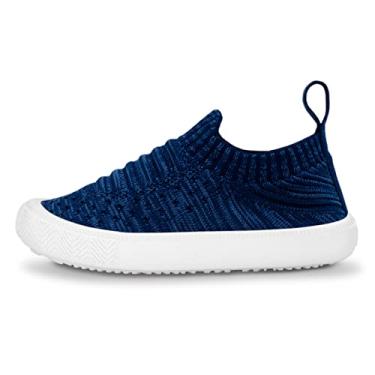 Imagem de JAN & JUL Tênis infantil de malha | Lavável na máquina para uso diário (bebê/bebê/criança pequena), Sapatos de malha Xplorer: azul-marinho, 8 Toddler