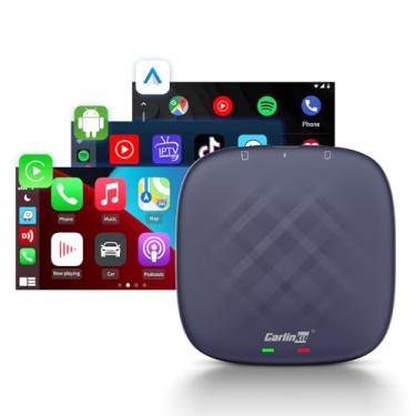 Imagem de Adaptador sem fio CarlinKit AI Box para Android Auto e CarPlay: Sistema Android 13.0, Chip de 8 núcleos QCM6125/8+128GB/4G/Netflix/YouTube