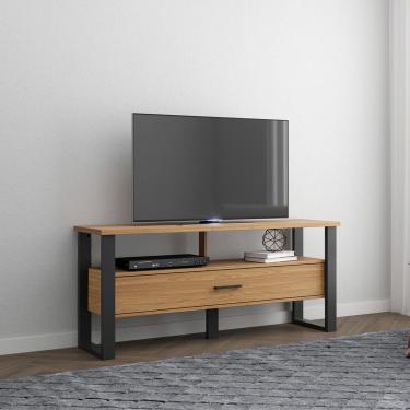 Imagem de Rack para TV até 55" Industrial 140 Cm 100% MDF Freijó Preto Fosco Pradel