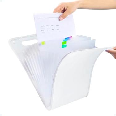 Imagem de Pasta Arquivo Para Documentos Com Divisorias Grande Escritório Trabalho Organização Sanfonada, Branco