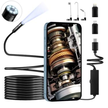 Imagem de Jebousike Endoscópio USB com 8 luzes LED, câmera de serpente de boroscópio, câmera de inspeção IP67 à prova d'água para telefone e tablet (3,5 m)