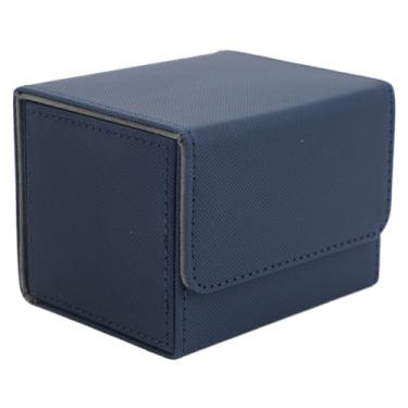 Imagem de Estojo de Couro Pu para Baralho de Cartões, Tampa Magnética Com Aba, Grande Capacidade para Cartas de tarô, Comporta até 100 Folhas de Cartões (Azul)