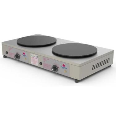 Imagem de Chapa Elétrica para Crepe Francês Progás Inox 2 Chapas Redondas 127V P
