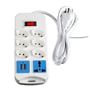 Imagem de Régua de Energia com 7 Tomadas 2 USB para Carga Bivolt - BELLATOR