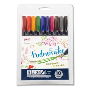 Imagem de Tombow Caneta pincel Fudenosuke - Rígida - Conjunto de 10 cores (WS-BH10C)