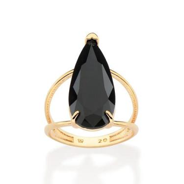 Imagem de Anel rommanel banhado ouro 3x 24k 18k e 22k feminino grande pedra cris