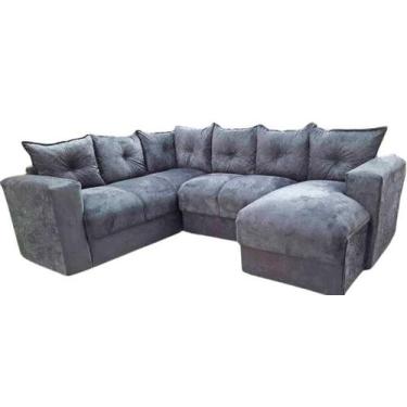 Imagem de Sofá de Canto 6 lugares Tecido Suede Cinza - AUREA DECOR