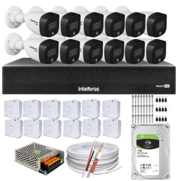 Imagem de Kit 12 Cameras 1220 Full Color Intelbras Dvr Mhdx 16 Ch Color Noite 1T