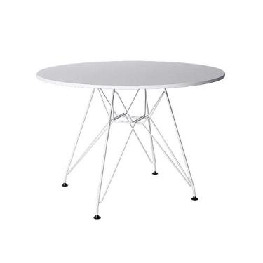 Imagem de Mesa de Jantar Eames Redonda 110cm Branca com Ferro Branco - Up Home, 