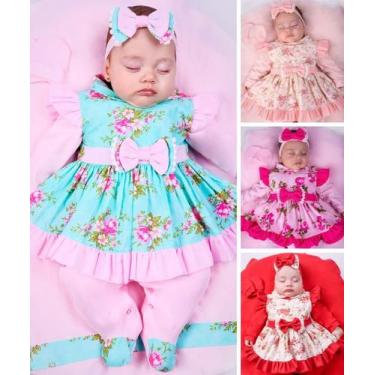 Imagem de Saida de maternidade para bebê menina floral rosa e verde 100% algodão