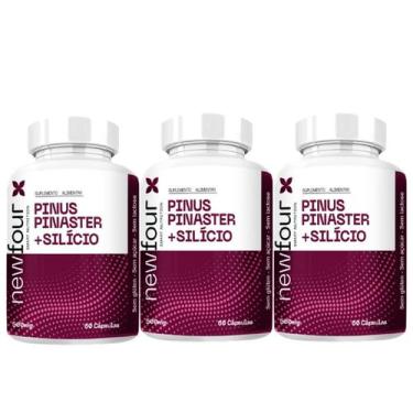 Imagem de Kit 3x Pinus Pinaster + Silicio 500mg 60 caps NewFour, Sem sabor