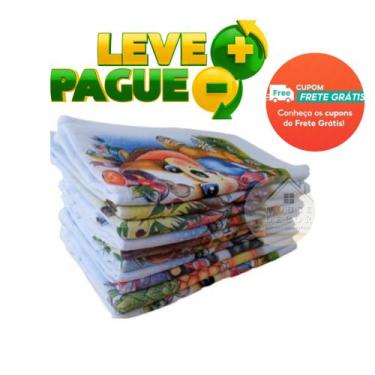 Imagem de kit 15 un. Pano De Prato Brancos  Estampados  100%  Algodão ATACADO 35