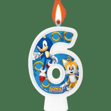 Imagem de Vela 6 Anos Decoração Sonic Festa Aniversário completo - Regina festa