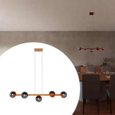 Imagem de Pendente Lustre Luminária de Teto Jabuticaba Com 5 Globos Vidro 10cm -
